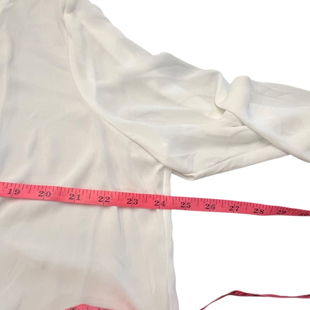 J Crew Factory Long Sleeve White Top Blouse Ruffles Size 18 High Neck NEW $80 - Picture 13 of 16